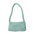 Hand crocheted shoulder bag - 3mm - "Baguette bag" - Turquoise