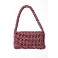 Hand crocheted shoulder bag - 3mm - "Baguette bag" - Raspberry