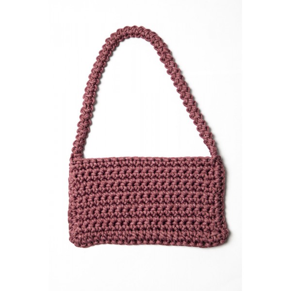 Hand crocheted shoulder bag - 3mm - "Baguette bag" - Raspberry
