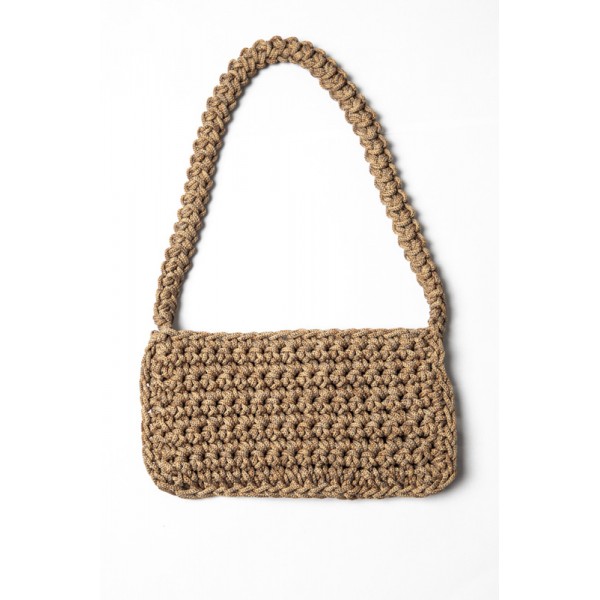 Hand crocheted shoulder bag - 3mm - "Baguette bag" - Earth