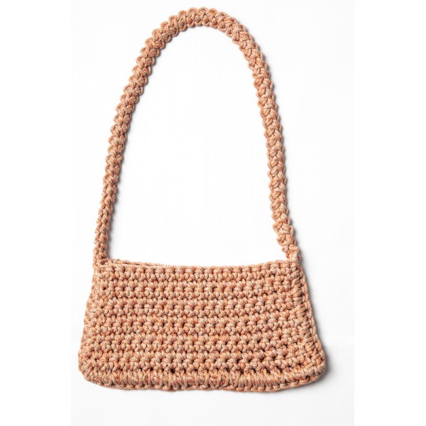 Hand crocheted shoulder bag - 3mm - "Baguette bag" - Salmon