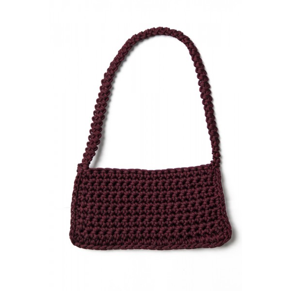 Hand crocheted shoulder bag - 3mm - "Baguette bag" - Blackberry