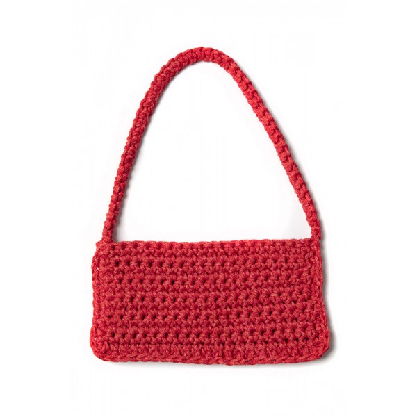 Hand crocheted shoulder bag - 3mm - "Baguette bag" - Watermelon
