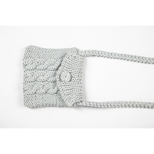 Hand knitted crossbody bag - 3mm - "Nana bag" - Water