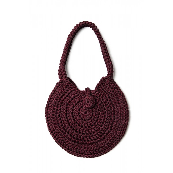Hand crocheted shoulder bag - 3mm - "Roundup bag" - Blackberry