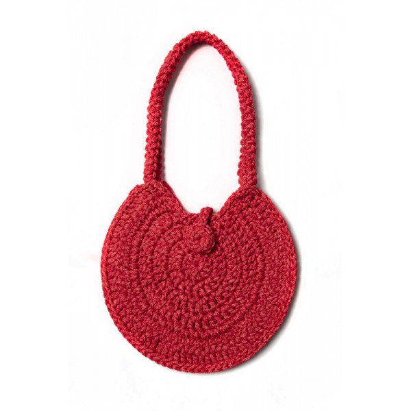 Hand crocheted shoulder bag - 3mm - "Roundup bag" - Watermelon