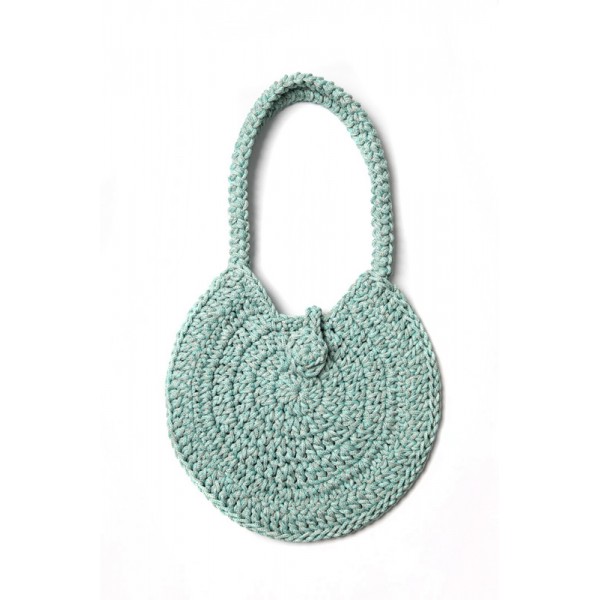Hand crocheted shoulder bag - 3mm - "Roundup bag" - Turquoise