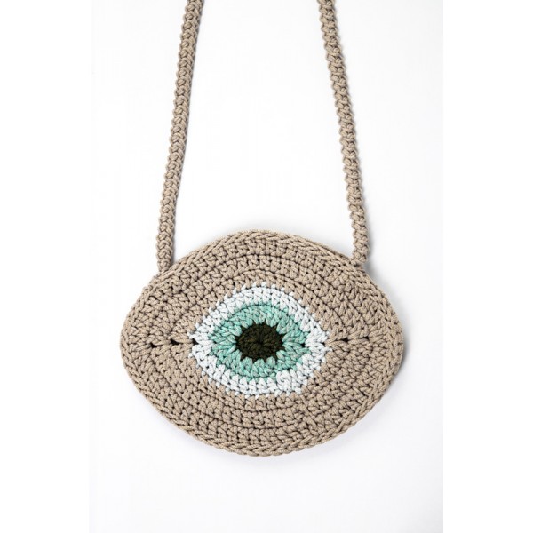 Hand crocheted crossbody bag - 3mm - "Talisman bag" - Sand