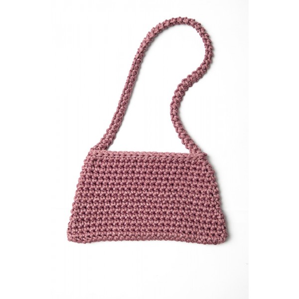Hand crocheted shoulder bag - 3mm - "Wallet bag" - Raspberry