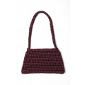 Hand crocheted shoulder bag - 3mm - "Wallet bag" - Blackberry