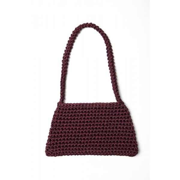Hand crocheted shoulder bag - 3mm - "Wallet bag" - Blackberry