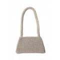 Hand crocheted shoulder bag - 3mm - "Wallet bag" - Sand