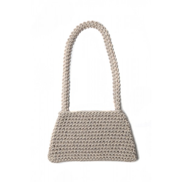 Hand crocheted shoulder bag - 3mm - "Wallet bag" - Sand