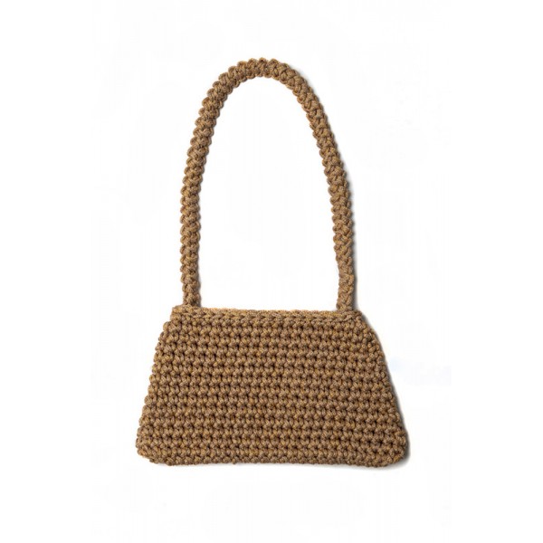 Hand crocheted shoulder bag - 3mm - "Wallet bag" - Earth