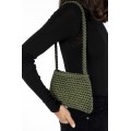 Hand crocheted shoulder bag - 3mm - "Wallet bag" - Olive