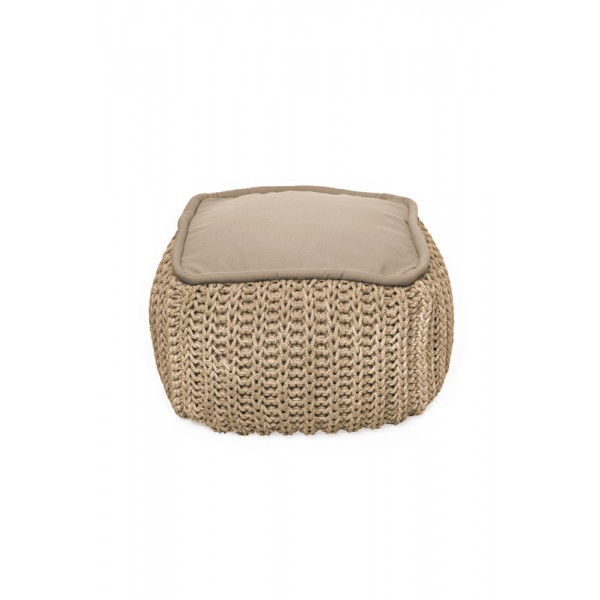 Pouffe Square knitted 50*50*40 - 6mm "Square Duo" - Earth