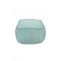 Pouffe Square knitted 50*50*40 - 6mm "Square Duo" - Turquoise