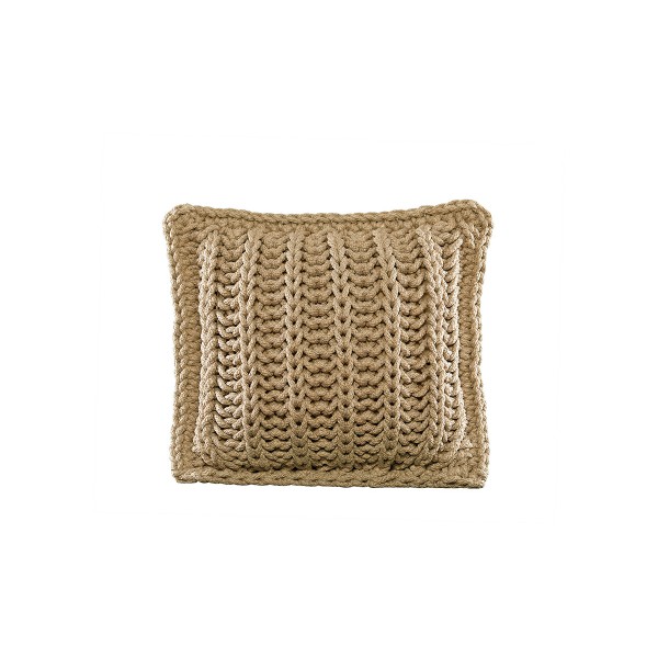 Cushion knitted both sides - 45*45 - 6mm "Chain" - Earth