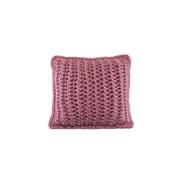 Cushion knitted both sides 45*45 - 6mm "XX" - Raspberry